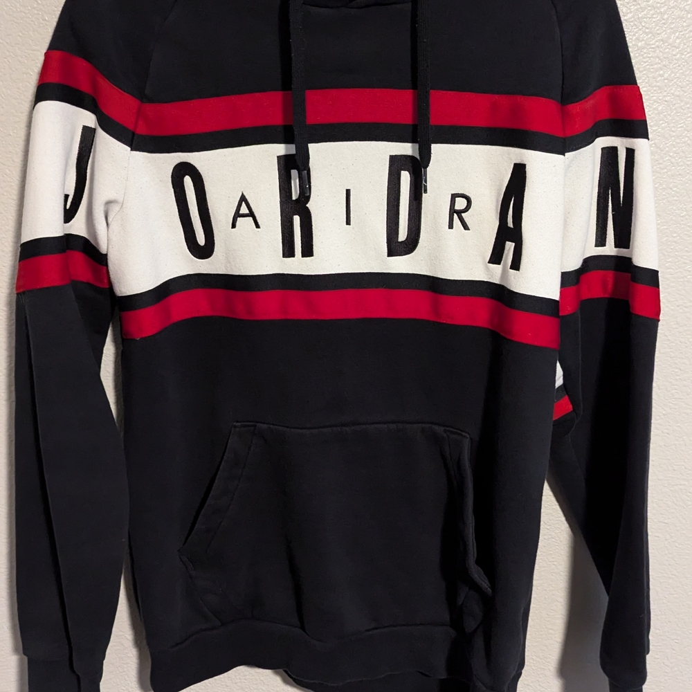 Clearance - Nike Air Jordan Pull Over Fleece Hoodie Size M Black/Red/White